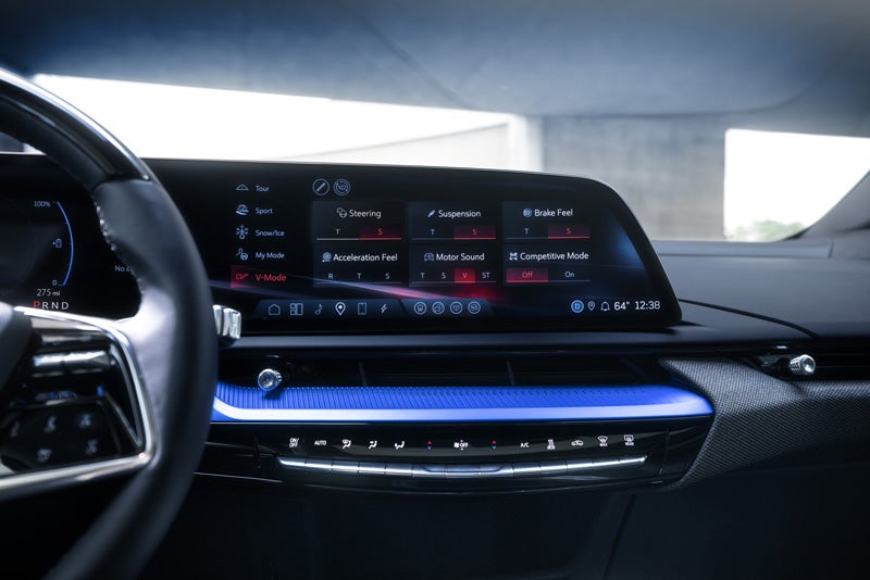 The 2026 OPTIQ-V Display Screen Displaying the V-Mode Settings | Williamson Cadillac in Miami FL