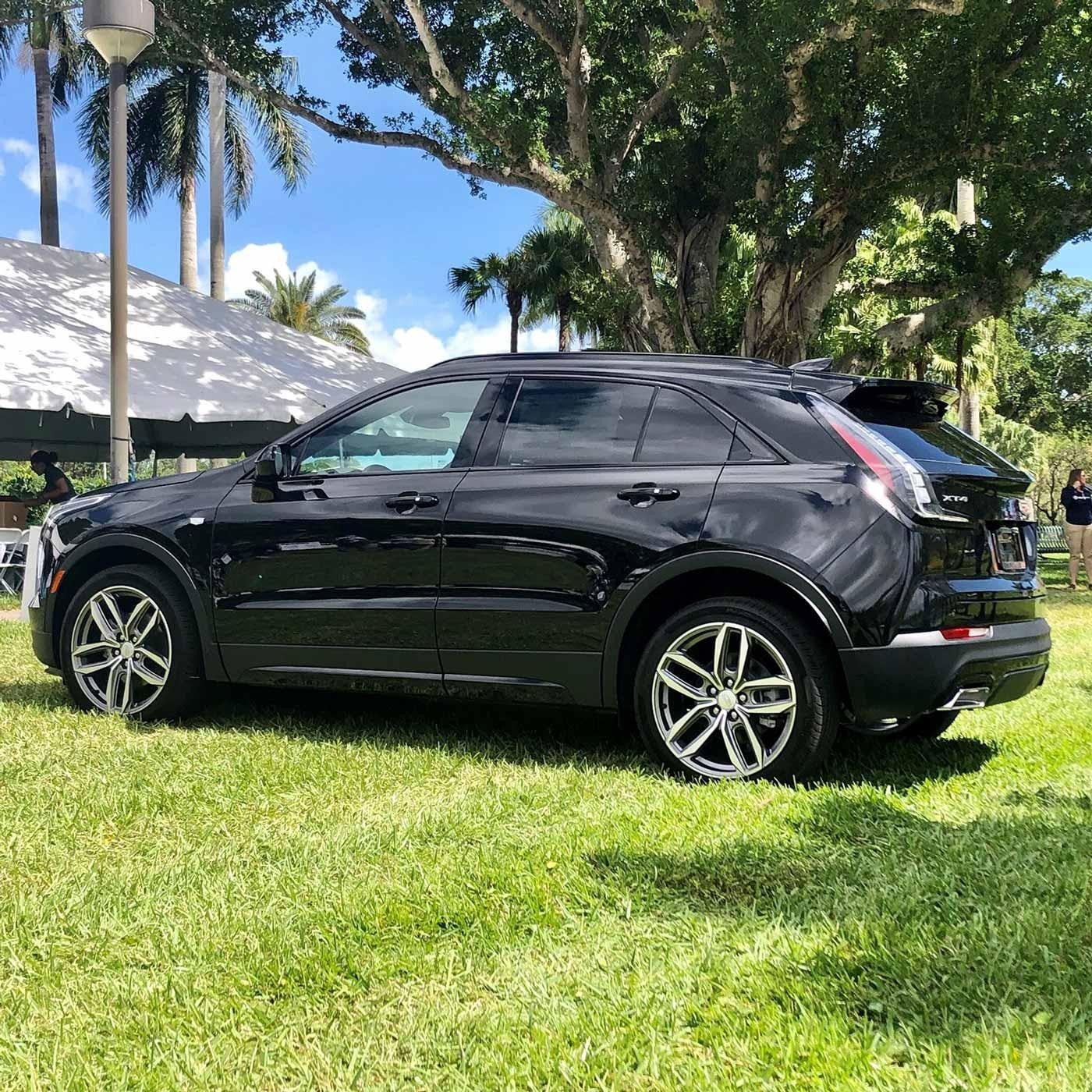 Car in grass facing left